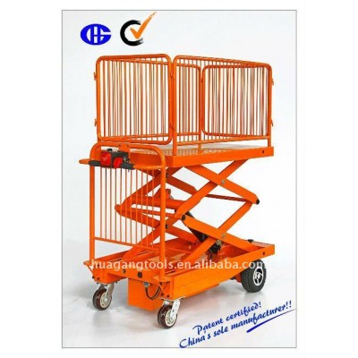 Double Scissors Power Lift Truck With Wire Fence